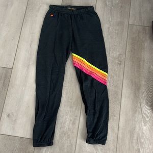 •Aviator Nation Charcoal Sweatpants w/ Neon Chevron Design•